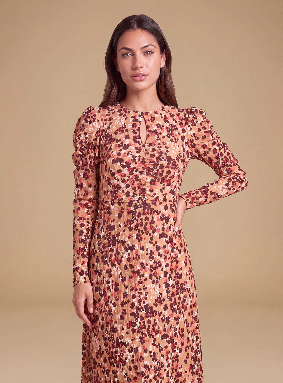 DOROTHY PERKINS Petite Animal Keyhole Jersey Midi Dress 8 - Image 4 thumbnail